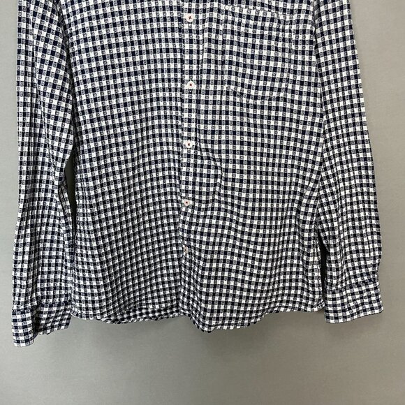 Lawman Pg 3 Shirt Gingham Size XL Navy Blue White Textured Button-Up Office Work - Picture 6 of 11